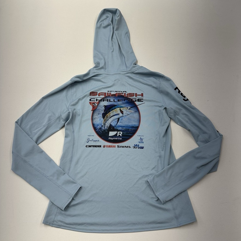 Simms Hoodie Womens Medium Active Fishing Graphic 23rd Annual Sailfish Blue
